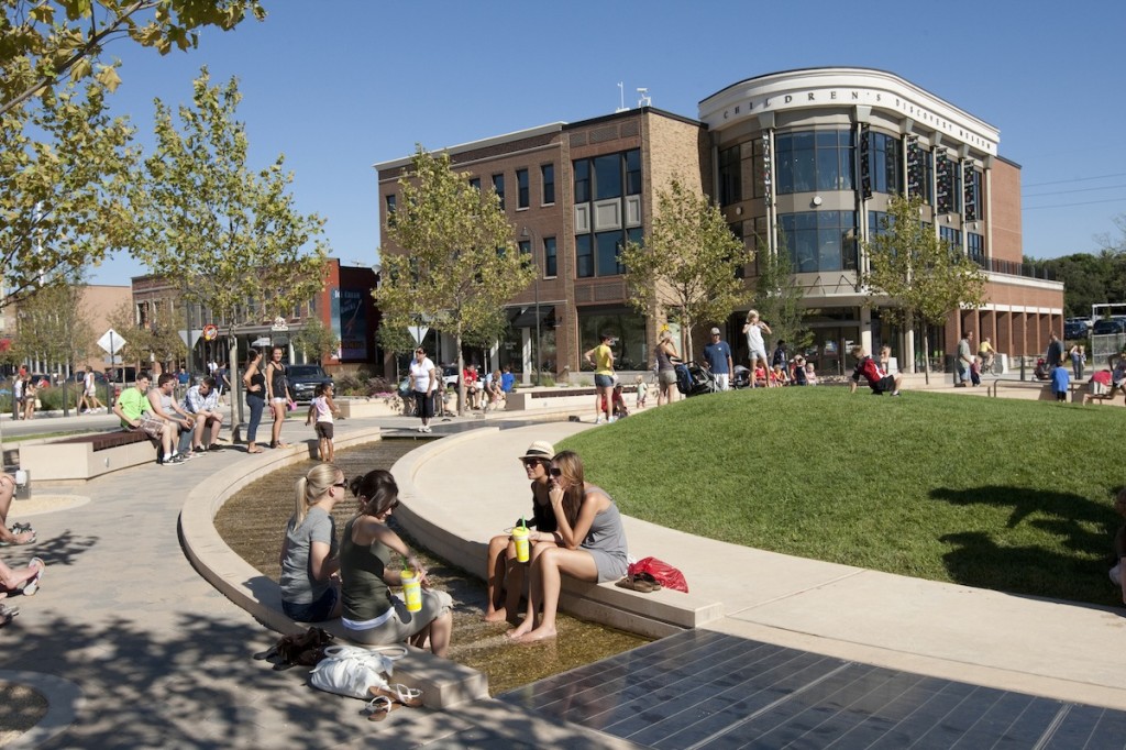 The new Children's Museum and roundabout in the center of Uptown Normal, Illinois. Photo courtesy of Scott Shigley