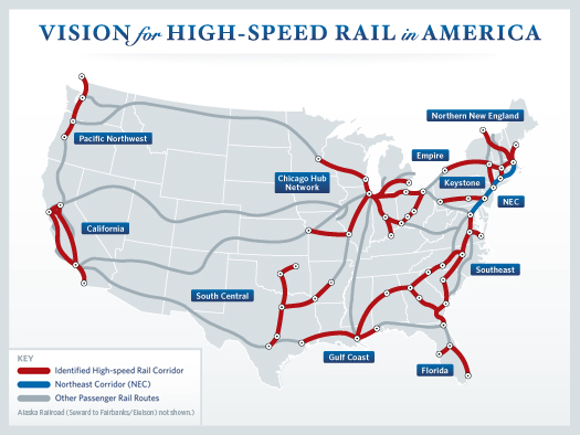 White House high speed rail corridor map