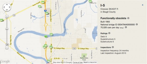 Skagit bridge collapse interactive map screenshot