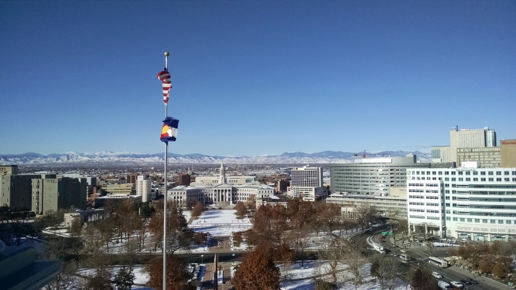 Denver snowy skyline
