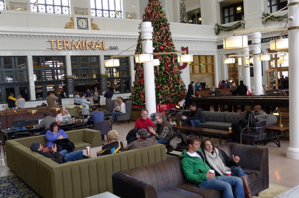 Denver Union Station terminal interior people