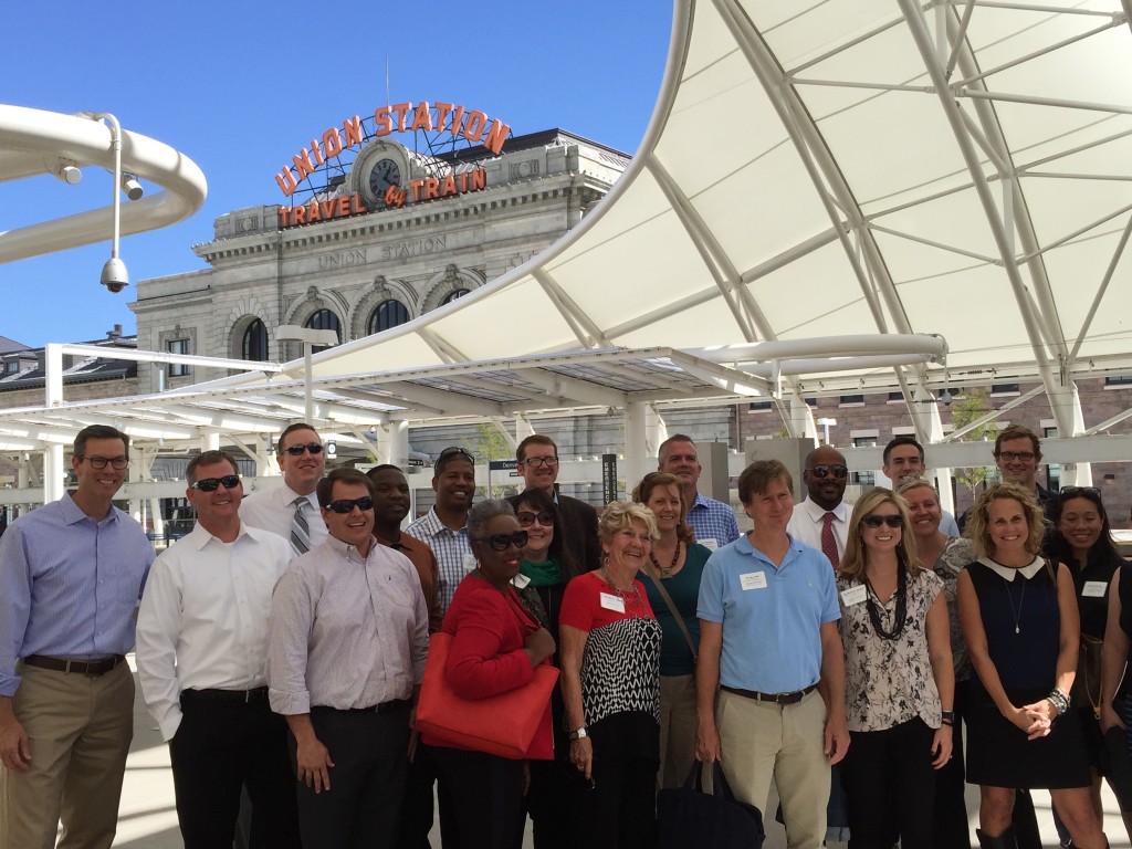 The three delegations underneath the new train shed on the platform at Denver Union Station last week.