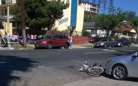 A bike on its side after a crash