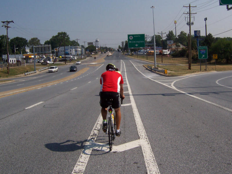 Cyclist on highway