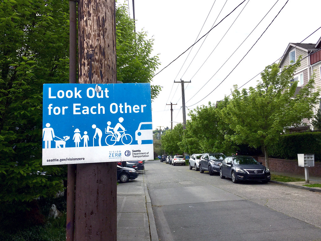 Seattle Vision Zero sign: Look Out for Each Other