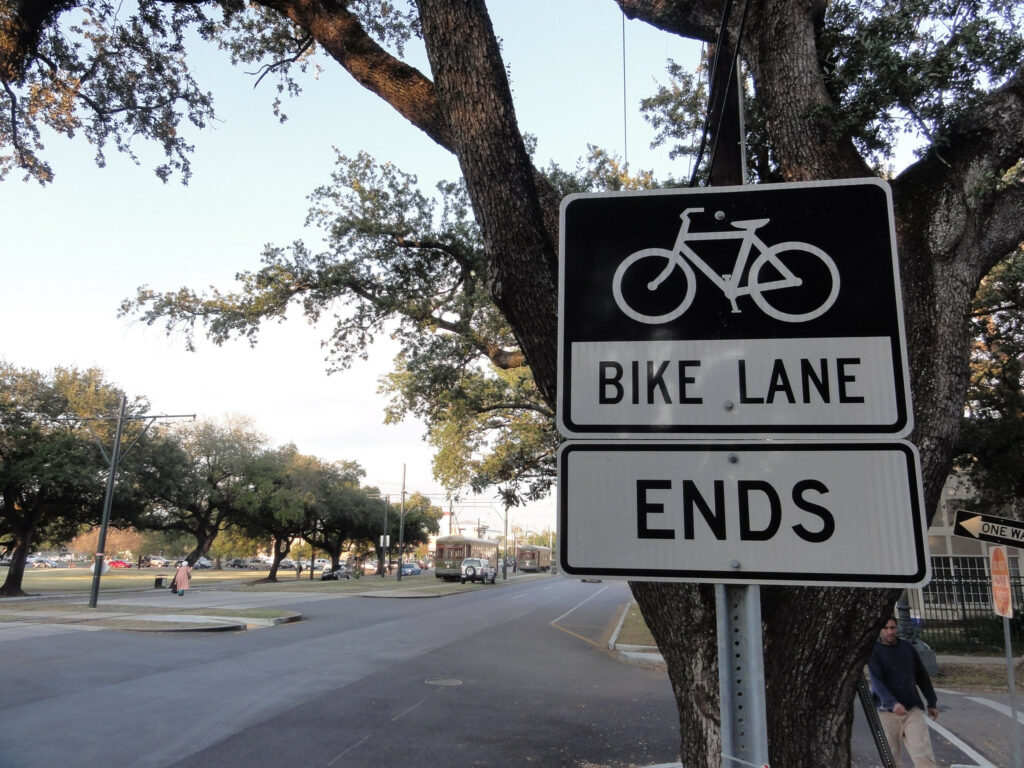 Bike lane ends next to highway lane