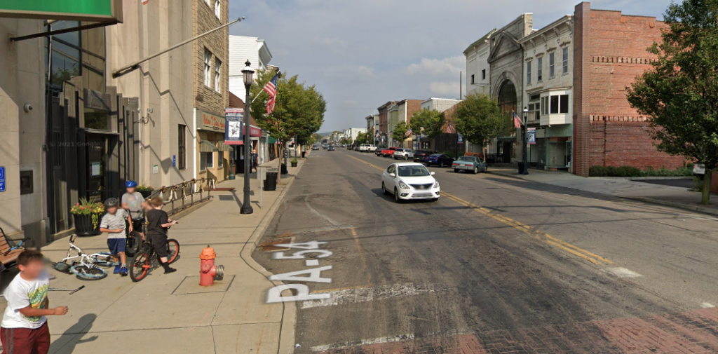 A google maps view of PA-54 in downtown Mahonoy City, PA