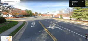 Google Maps screenshot of Fordson Road, Alexandria, VA at 7558 Fordson Road, showing three lanes of traffic and no marked crosswalk