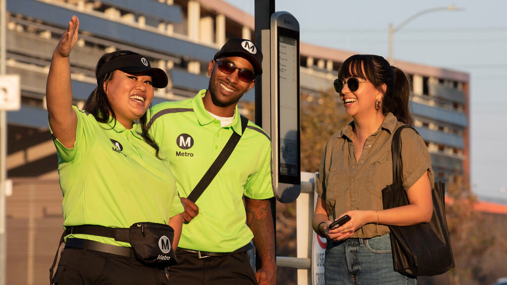 Transit ambassadors point a rider in the right direction
